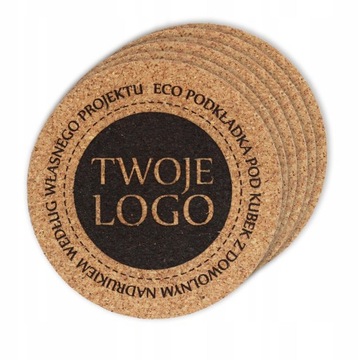 Podkładka pod kubek korkowa 6 sztuk logo grawer