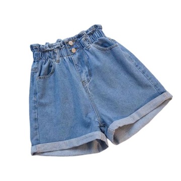 MODNE KRÓTKIE SPODENKI JEANSOWE WYSOKI STAN SZORTY