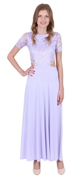 Elegancka, fioletowa sukienka maxi John Zack XL