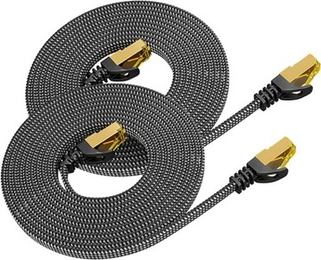 2x KABEL SIECIOWY LAN PATCHCORD RJ45 CAT8 3M 40Gb/s PŁASKI ARISKEEN