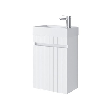 Szafka Łazienkowa z Umywalką 40 cm Wisząca FREZOWANY Front MDF BIEL
