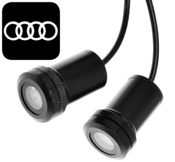 ZESTAW 2x LAMPEK LED PROJEKTOR LOGO AUDI WSZYSTKIE MODELE Z OTWORNIKIEM