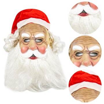 Maska lateksowa Świętego Mikołaja z kapeluszem