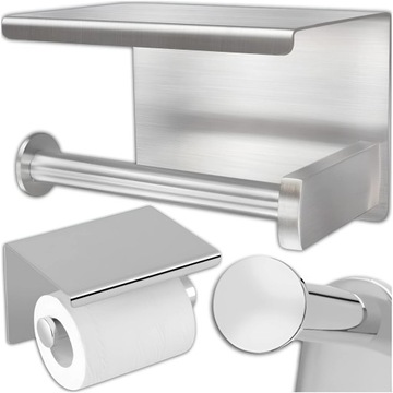 UCHWYT NA PAPIER TOALETOWY Z PÓŁKĄ NA TELEFON WIESZAK CHROM LOFT WC