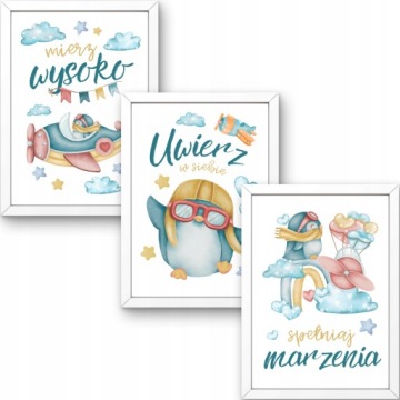 НАБОР ИЗ 3-Х ПОСТЕРОВ А3 С КАРТИНАМИ ДЛЯ ДЕТСКОЙ КОМНАТЫ