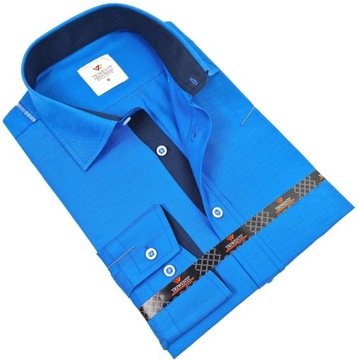 Koszula męska niebieska wizytowa + krawat r. L