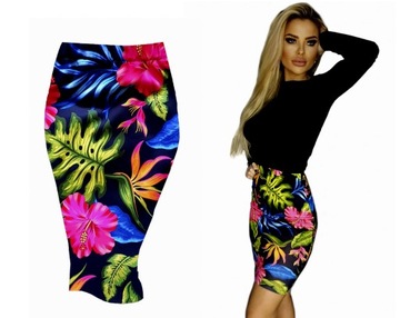 Черная миди -юбка для карандашной трубки на эластичной ленте перед коленом S/M