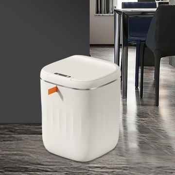 Inteligentny, indukcyjny kosz na śmieci, wodoodporny, przenośny z pokrywką, 20 l, mlecznobiały