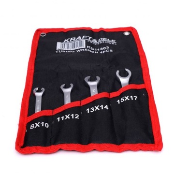 KLUCZE DO PRZEWODÓW HAMULCOWYCH PÓŁOTWARTE 8-17 x4 METALOWE MOCNE ETUI RUR