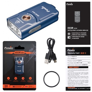 Latarka diodowa Fenix E03R V2.0 500lm 90 m USB-C