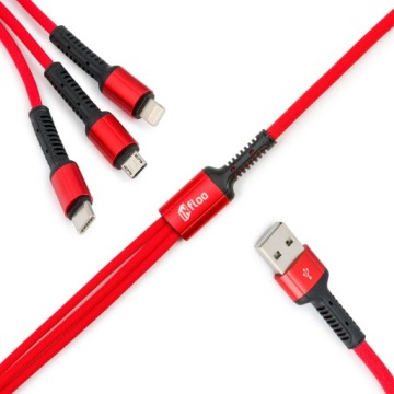 Кабель USB - USB тип C / microUSB / Lighting 3in1 3.4A 1.2m USB-C Mini Braid