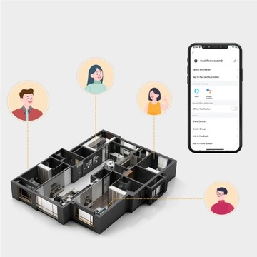 Умный термостат WIFI ручка электрический теплый пол 16А черный RU