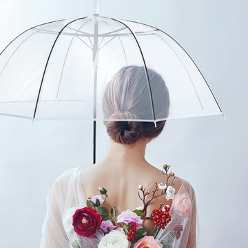DUŻY Parasol przezroczysty ślubny do zdjęć PARASOLKA 117cm na ślub biała XL