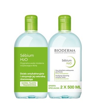 Мицеллярная жидкость Bioderma Sebium H2O 2х500мл