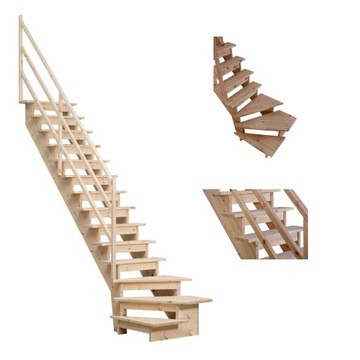 Деревянная Забежная Лестница Левая Сосна