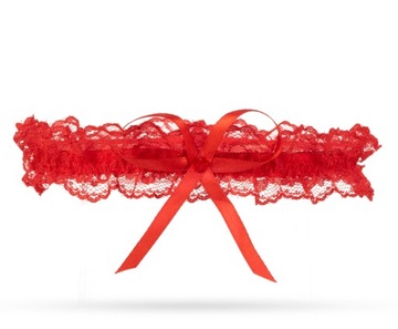 Красная подвязка кружева с кристаллами SWAROVSKI