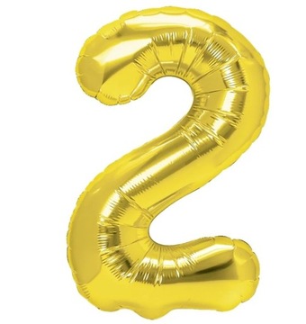 Balon Foliowy CYFRA 2 ZŁOTY 100 cm HEL