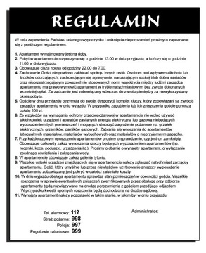 REGULAMIN apartamentu na wynajem apartamentów A4