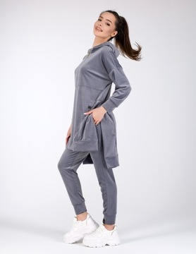 Welurowe dresy damskie LEMA Emi II - bluza welurowa + spodnie szary 4/5XL