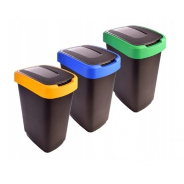 МУСОРНЫЕ КОНДИНЕРЫ ROTHO ДЛЯ СЕГРЕГАЦИИ МУСОРОВ НАБОР ИЗ 3-Х НЕБЕСНО-ЗЕЛЕНЫХ ЖЕЛТЫХ ПРЕДМЕТОВ