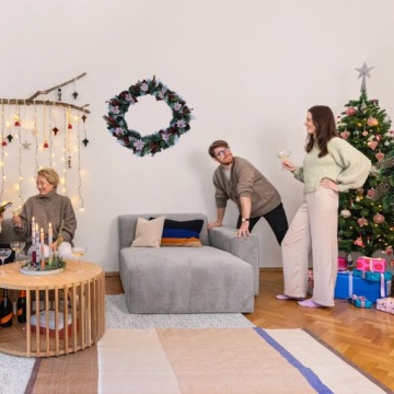 РОЖДЕСТВЕНСКИЙ КРЕМОВЫЙ ДЕКОРАТИВНЫЙ ВЕНОК ОРНАМЕНТ ДЛЯ ДВЕРНОГО СТОЛИКА 60 СМ