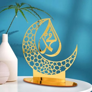 Акриловое украшение с луной Ид Рамадан, мусульманское украшение стола для гостиной, золото B