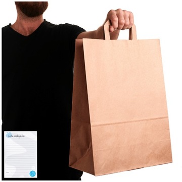 torby papierowe SZARE POJEMNE 32x16x43cm TORBA PAPIEROWA a3 na zakupy 25szt