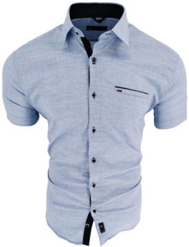 РУБАШКА МУЖСКАЯ, СИНИЙ ЗНАК, КОРОТКИЙ РУКАВ, L