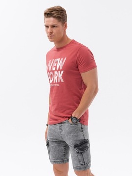 Koszulka T-shirt męski bawełna czerw V4 S1734 XXL