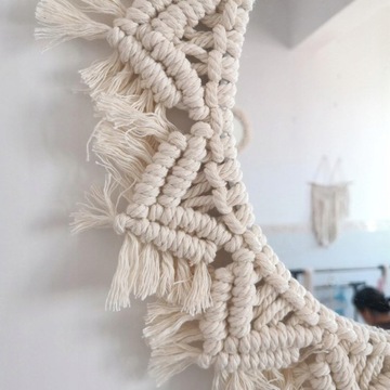 Подвесное настенное зеркало в стиле бохо с бахромой макраме