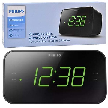 RADIO Z ZEGAREM BUDZIKIEM ALARMEM PHILIPS TAR3306/12 LED RADIOBUDZIK