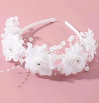 opaska stroik kwiaty 3D komunia wesele chrzest