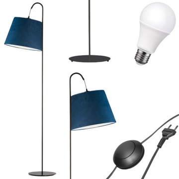 Lampa stojąca podłogowa welurowa abażur LED E27 do salonu ŻARÓWKA