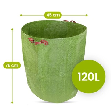 KOSZ OGRODOWY 120 L Worek Torba Pojemnik LIŚCIE TRAWĘ GAŁĘZIE Odpady Mocny