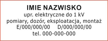 Pieczątka GAZOWNIKA UPRAWNIENIA SEP G3 E/D3
