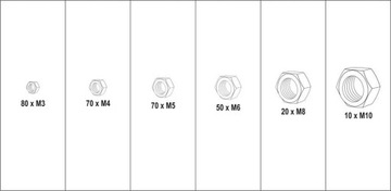 ГАЙКА МЕТРИЧЕСКАЯ 300 ШТ. смесь YATO YT-06772