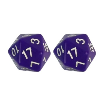 ZESTAW 2 KOSTEK K20 RPG FIOLETOWA KOŚĆ DWUDZIESTOŚCIENNA