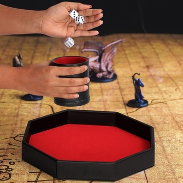 Поднос для кубиков для настольной игры Belle Vous + чашка + игральные кости Экокожа/бархат