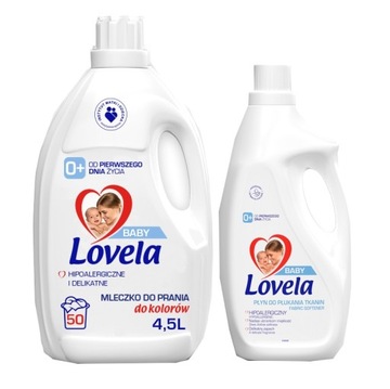 Lovela Baby hipoalergiczne mleczko do prania kolorów dla dzieci 4,5L + PŁYN