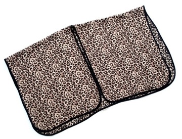 KOC NARZUTKA PONCHO OVERSIZE DWUSTRONNE CZARNE BEŻOWE WZÓR PANTERKA