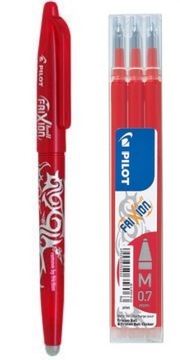 Pióro PILOT Frixion czerwone 0,7 + wkłady 3 sztuki