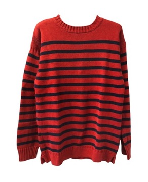 H&M Bawełniany sweter w paski z okrągłym dekoltem klasyczny gruby męski XL