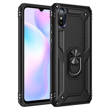 ETUI PANCERNE ARMOR RING CASE DO XIAOMI REDMI 9A + SZKŁO