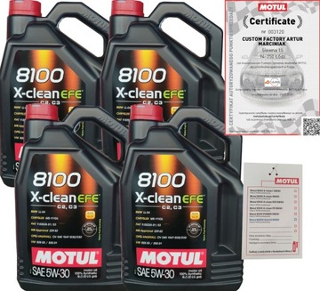 MOTUL 8100 X-CLEAN EFE 5W30 C2/C3 20L BMW LL-04 VW 505 00 + ZAWIESZKA