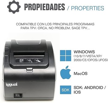 Термопринтер Iggual TP8002 203dpi, черный