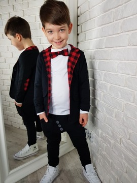 Черный жакет в красную клетку Style Kids 128