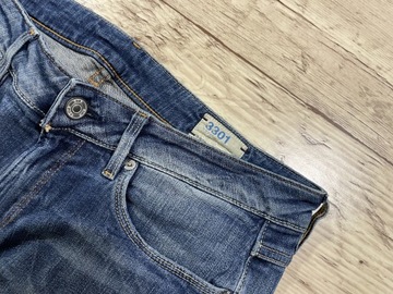 G-STAR RAW 3301 Spodnie Męskie Jeans RURKI stratch W34 L33 pas 90 cm