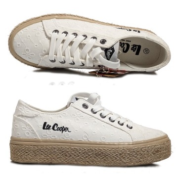 Oryginalne espadryle tenisówki trampki damskie Lee Cooper białe 39