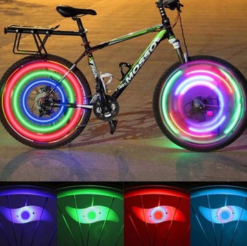 LAMPKA ROWEROWA LED NA SZPRYCHY KOŁA ROWER NAKŁADKA NA koło rowerowe RGB