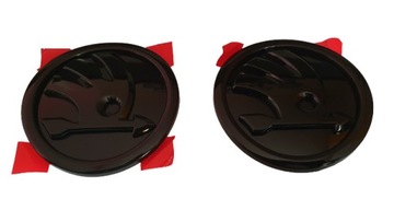 SKODA LOGO EMBLEMAT 90MM BLACK BŁYSZCZĄCY x 2 SZT